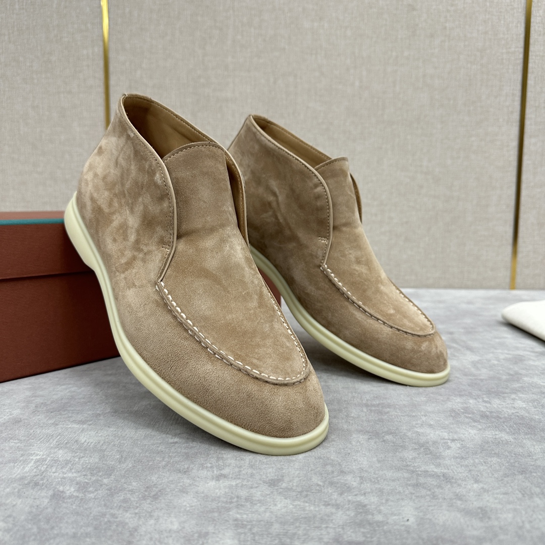 로로피아나 스웨이드 오픈 워크 처카 부츠 베이지 상세 이미지 1