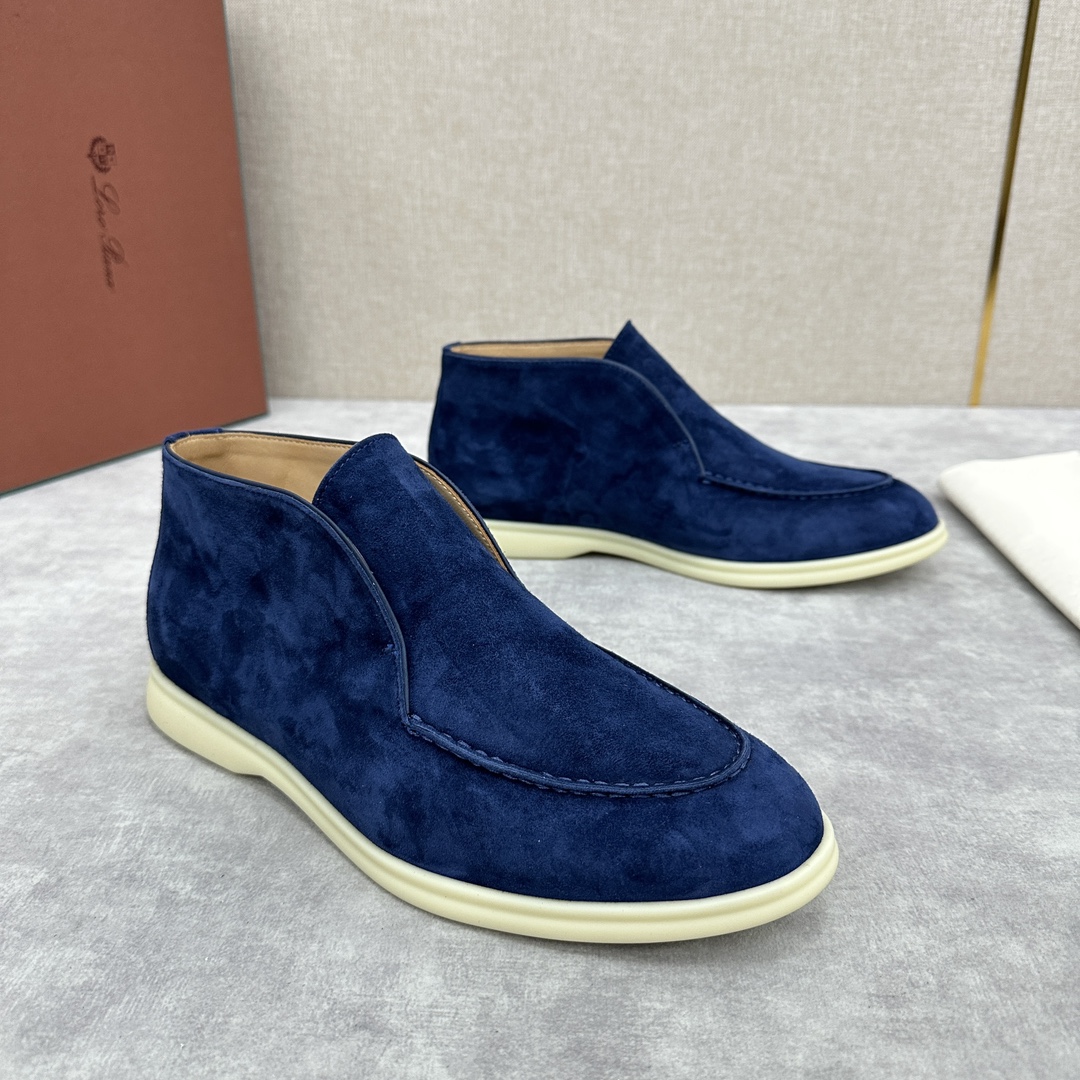 로로피아나 스웨이드 오픈 워크 처카 부츠 블루 상세 이미지 6