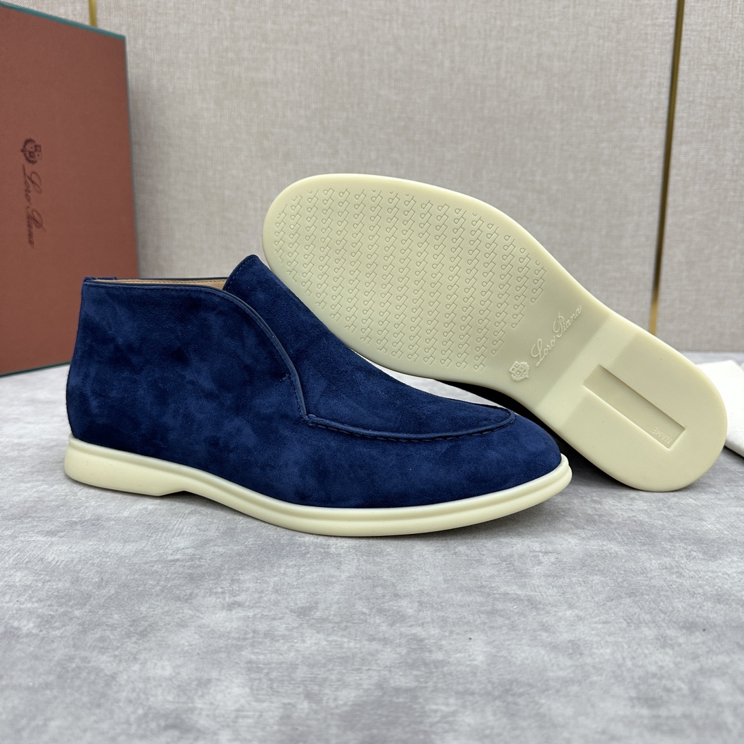 로로피아나 스웨이드 오픈 워크 처카 부츠 블루 상세 이미지 9