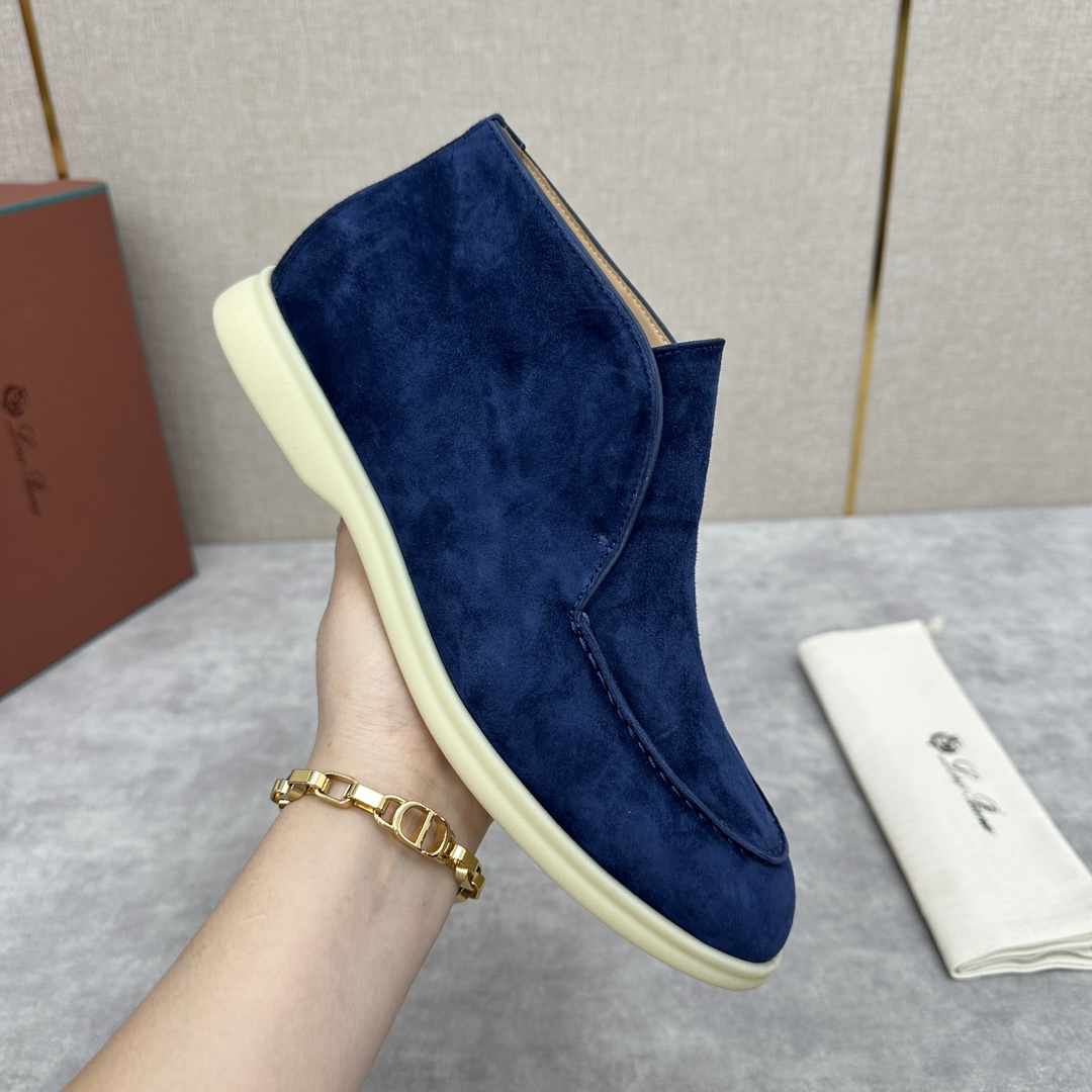 로로피아나 스웨이드 오픈 워크 처카 부츠 블루 상세 이미지 5