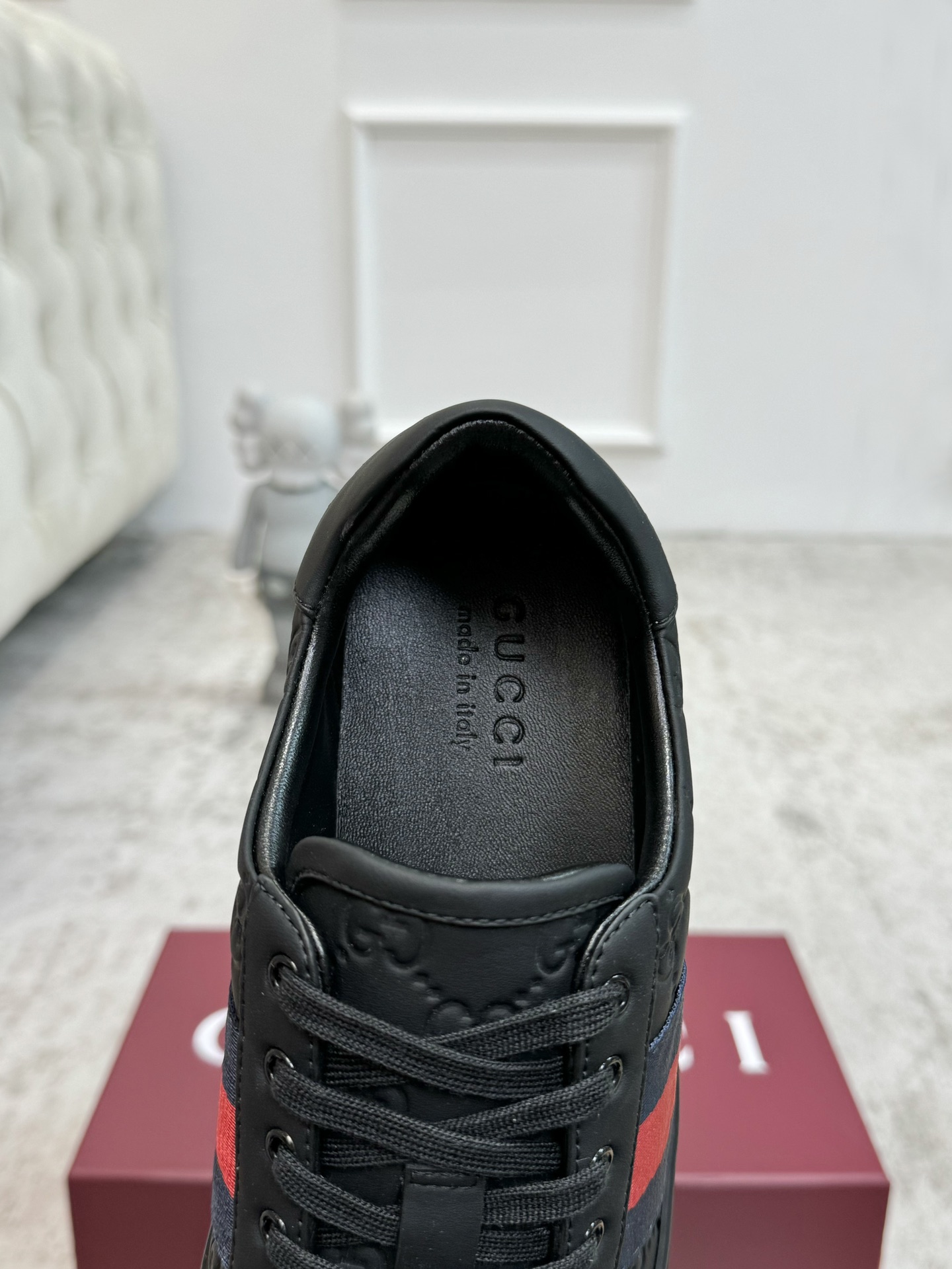 구찌 블랙 레더 구찌 에이스 스니커즈 상세 이미지 8