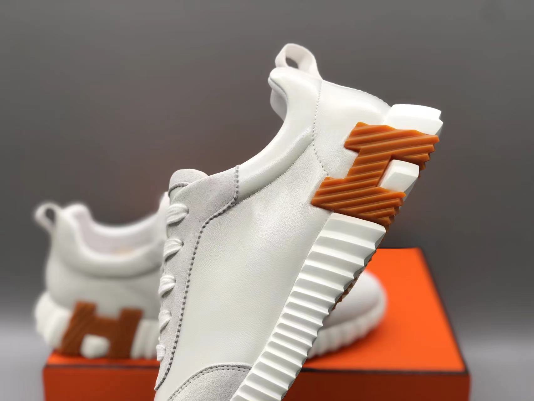 에르메스 바운싱 스니커즈 화이트 고트스킨 & 블랑 상세 이미지 7