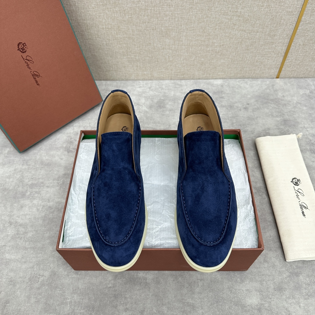 로로피아나 스웨이드 오픈 워크 처카 부츠 블루 상세 이미지 1