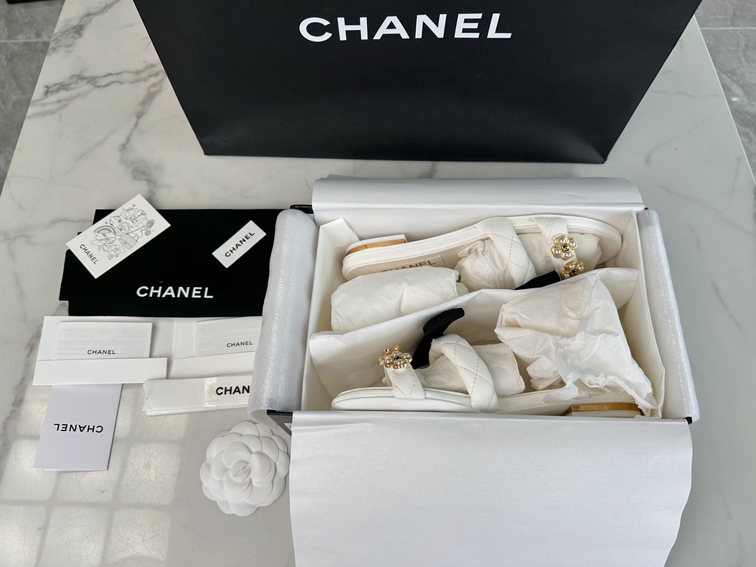 샤넬 에스파듀 벨크로 샌들 뮬 슬링백 화이트 상세 이미지 9