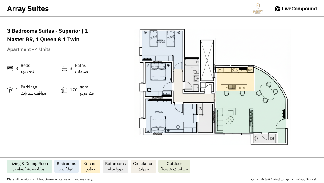 3 Bedrooms Suites - Superior | 1 Master BR, 1 Queen & 1 Twin Apartment ...