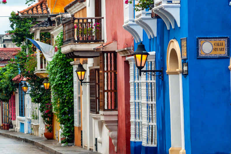 Colorful street in Cartagena