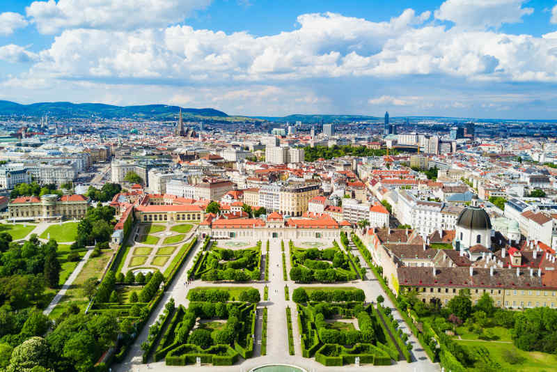 Aerial View of Belvedere Palace and Vienna