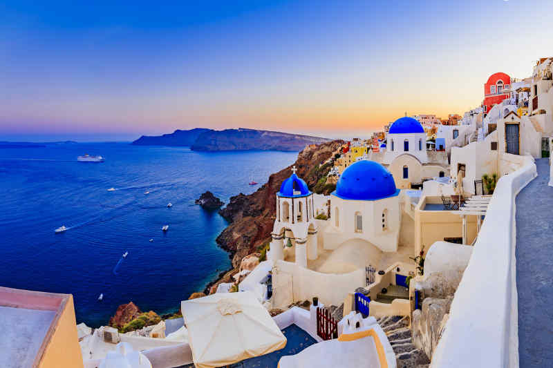 Sunset in Oia, Santorini, Greece