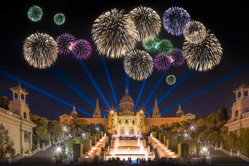 Fireworks in Barcelona, Spain