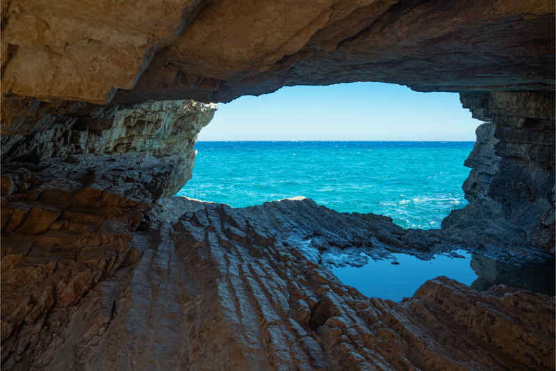 View from a sea cave, Greece.