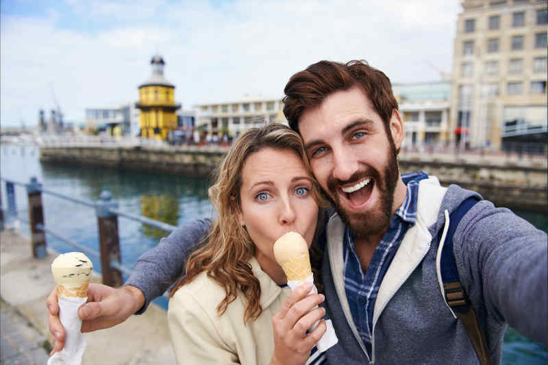 Couple taking vacation selfie