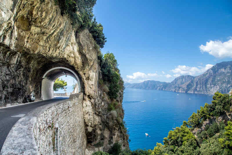 Scenic drive along the Amalfi Coast of Italy