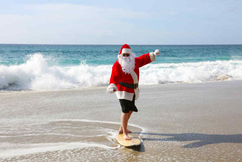 Santa Surfing in Honolulu