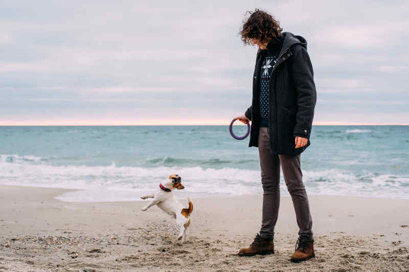 Playing on beach