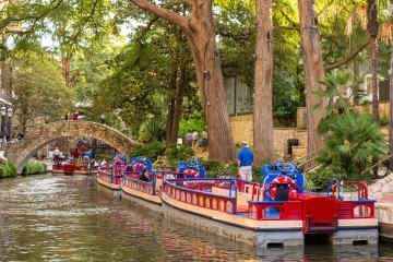 Boats on River Walk in San Antonio Texas