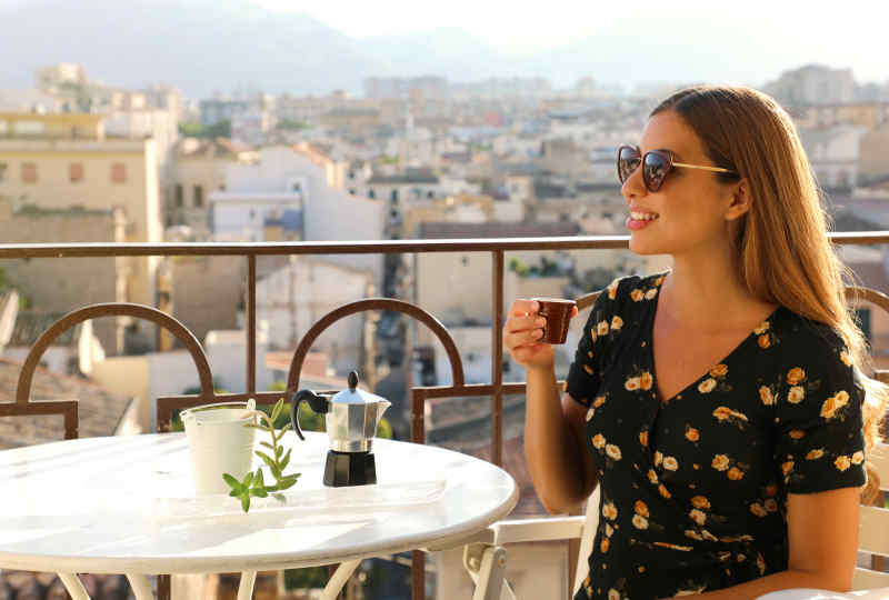 Enjoy Italian coffee on a quaint terrace