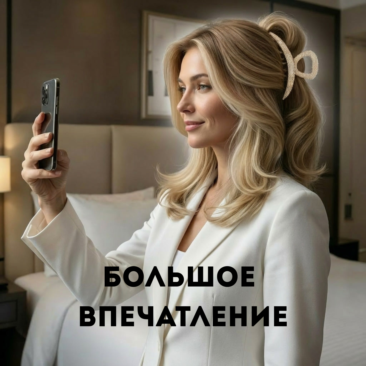 Девушка в отеле селфи