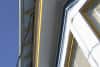 A low-angle shot showing the underside of a houses eaves