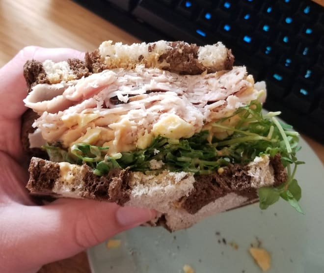 A partially eaten sandwich