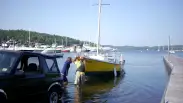 boat stuck on trailer