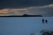 walking across a frozen vermont field