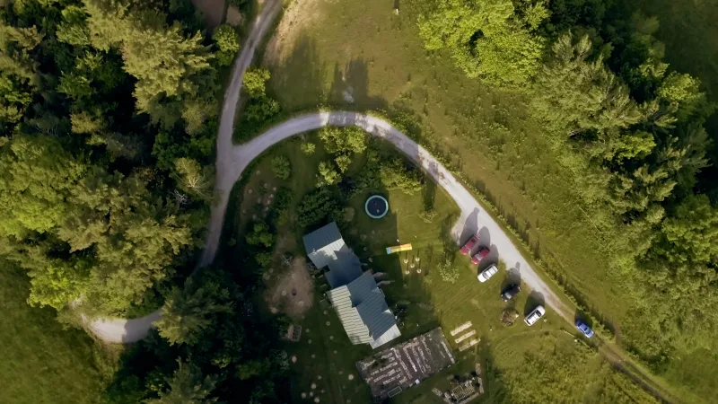 trampoline drone shot