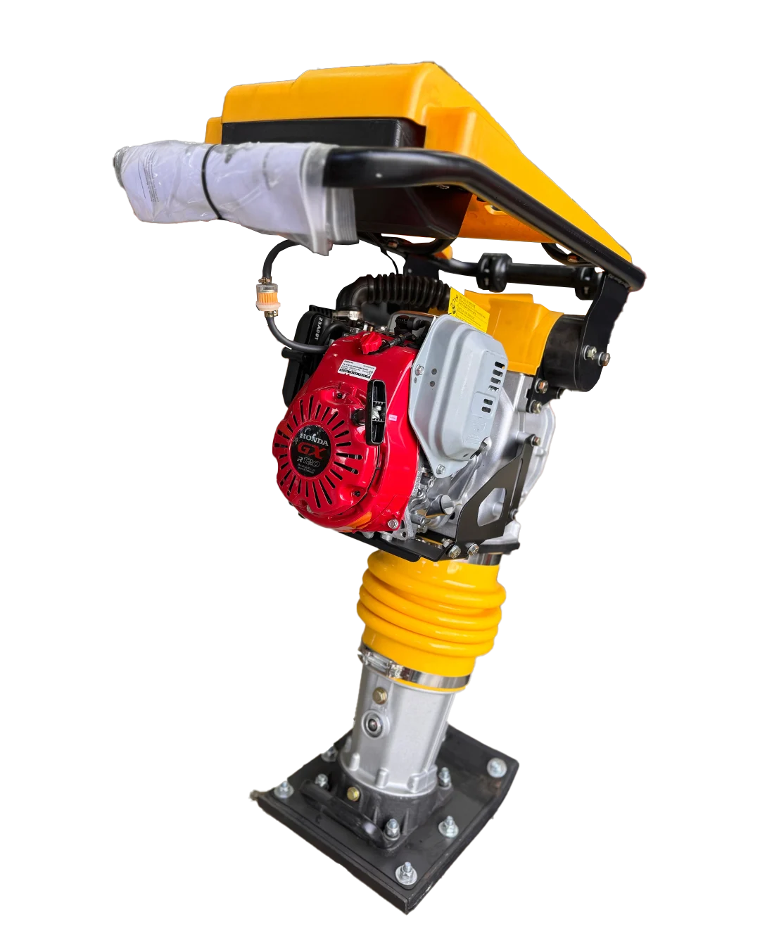 Apisonadora Canguro Honda GX120 de 4HP para compactación de suelos en construcción y pavimentación.
