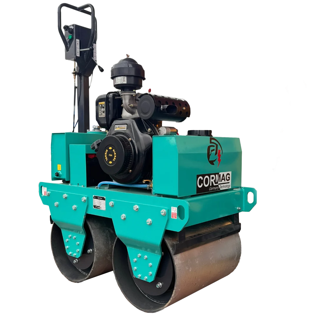 Rodillo compactador FYL-S600C de 650kg con motor diésel 10HP y fuerza 25KN para asfalto y suelos.