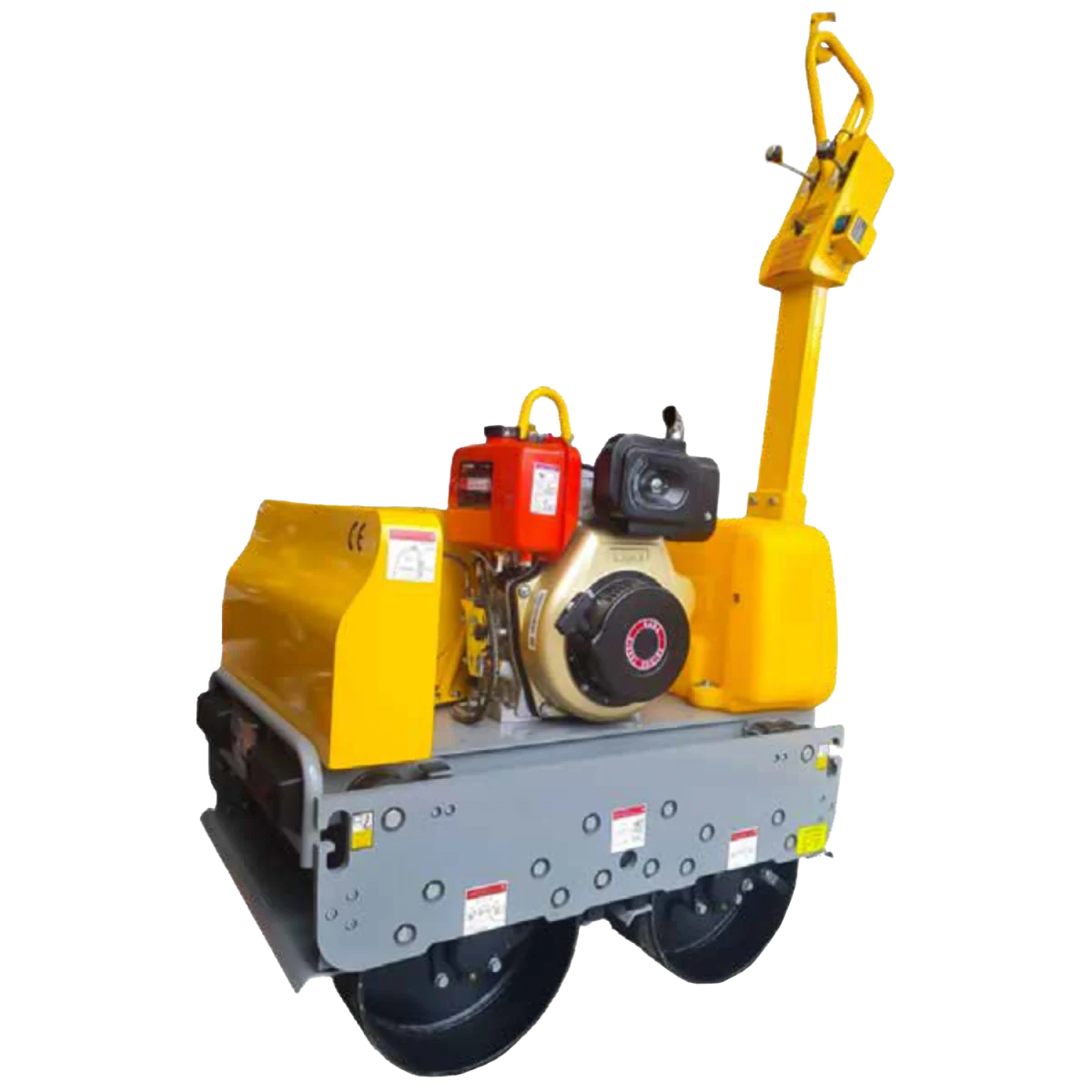 Rodillo compactador MQ850 de 820kg con motor 10HP y fuerza 25KN, ideal para asfaltado y preparación de suelos.