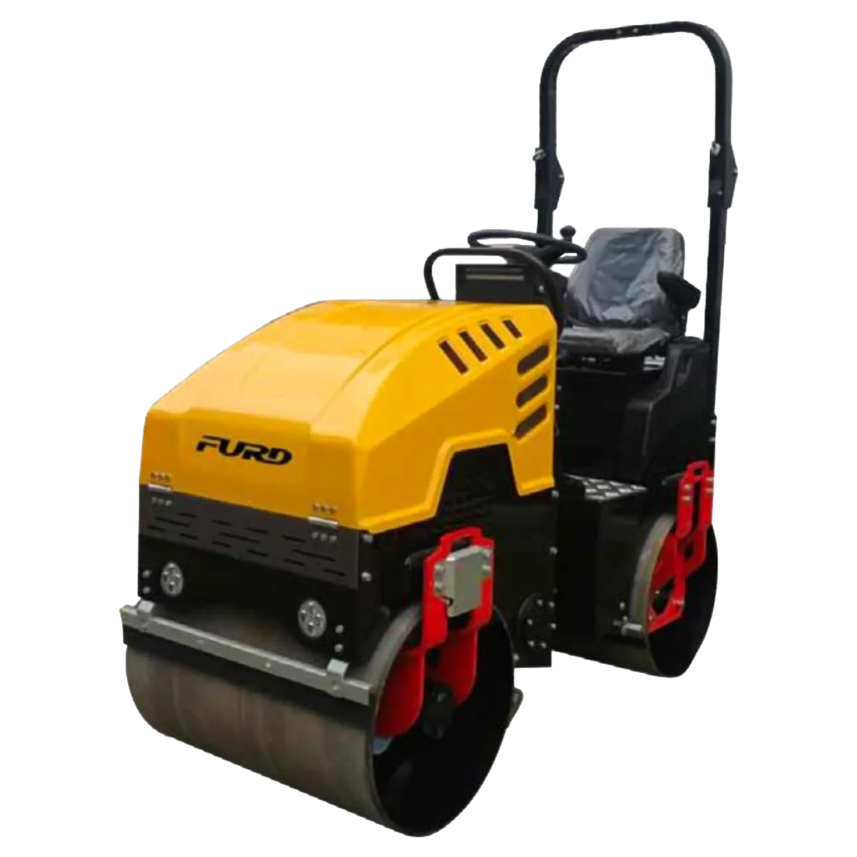 Rodillo compactador FYL-900CC de 1700kg con motor diésel 17HP, doble tambor y fuerza 35KN para asfalto y suelos.
