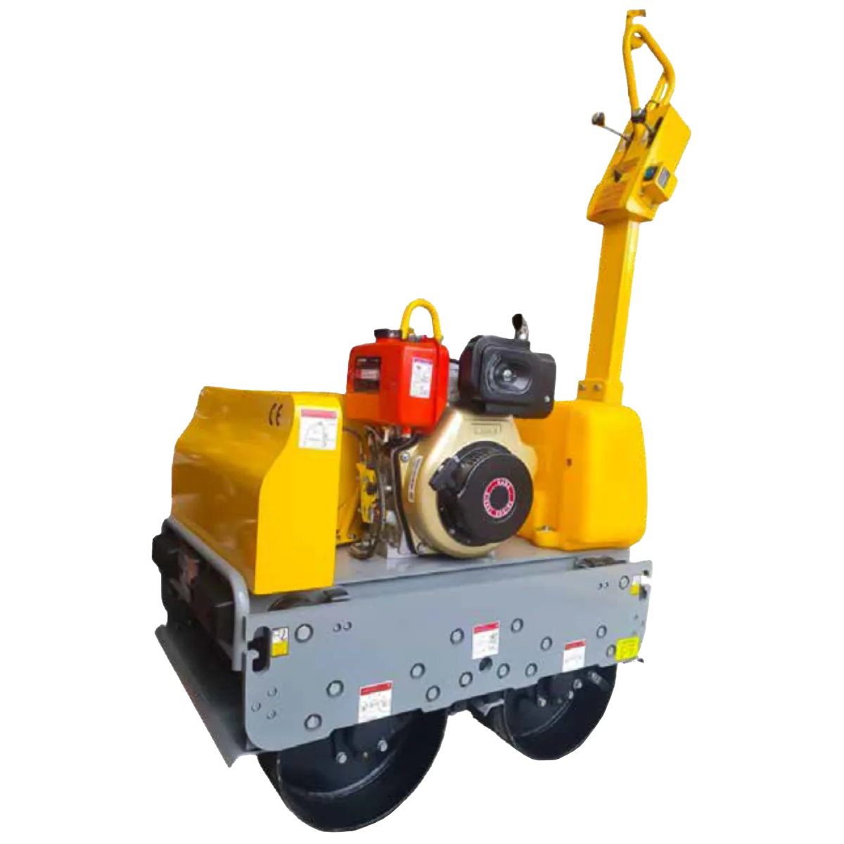 Rodillo compactador MQ850 de 820kg con motor 10HP y fuerza 25KN, ideal para asfaltado y preparación de suelos.