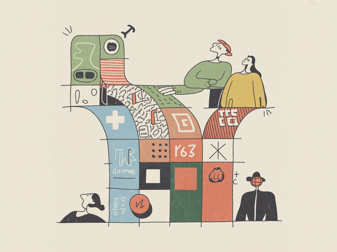 Abstract visualization of unified customer data profiles being stitched together from multiple data streams