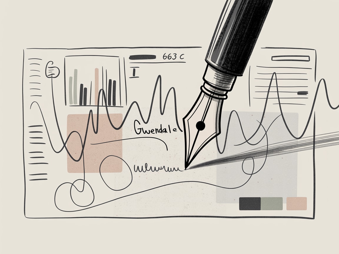 A designer's hand sketching layout grids alongside glowing CSS code on a dark studio desk