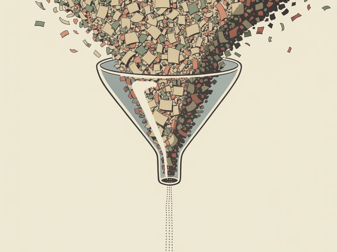 Editorial illustration of a sticky note half-peeled from a grid, implying something is almost — but not quite — anchored