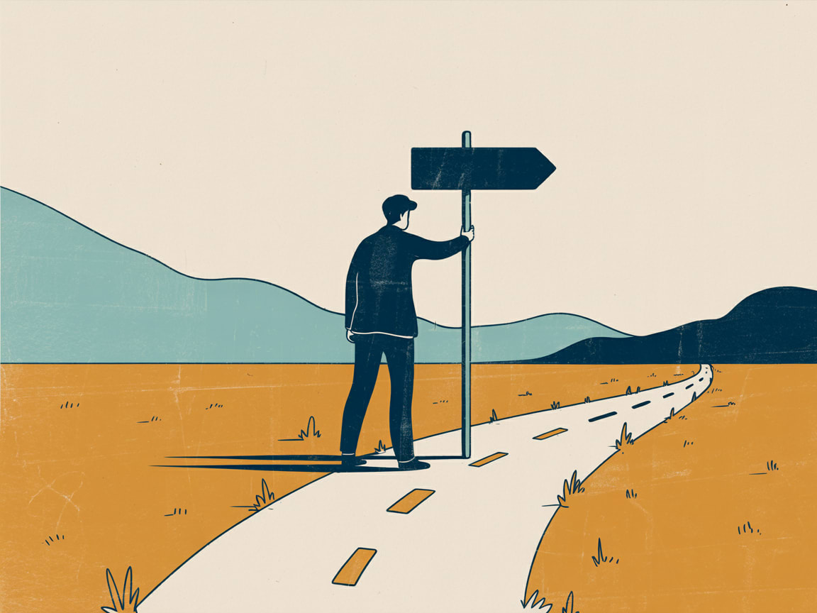 Editorial illustration of a brand navigating between two opposing crowds
