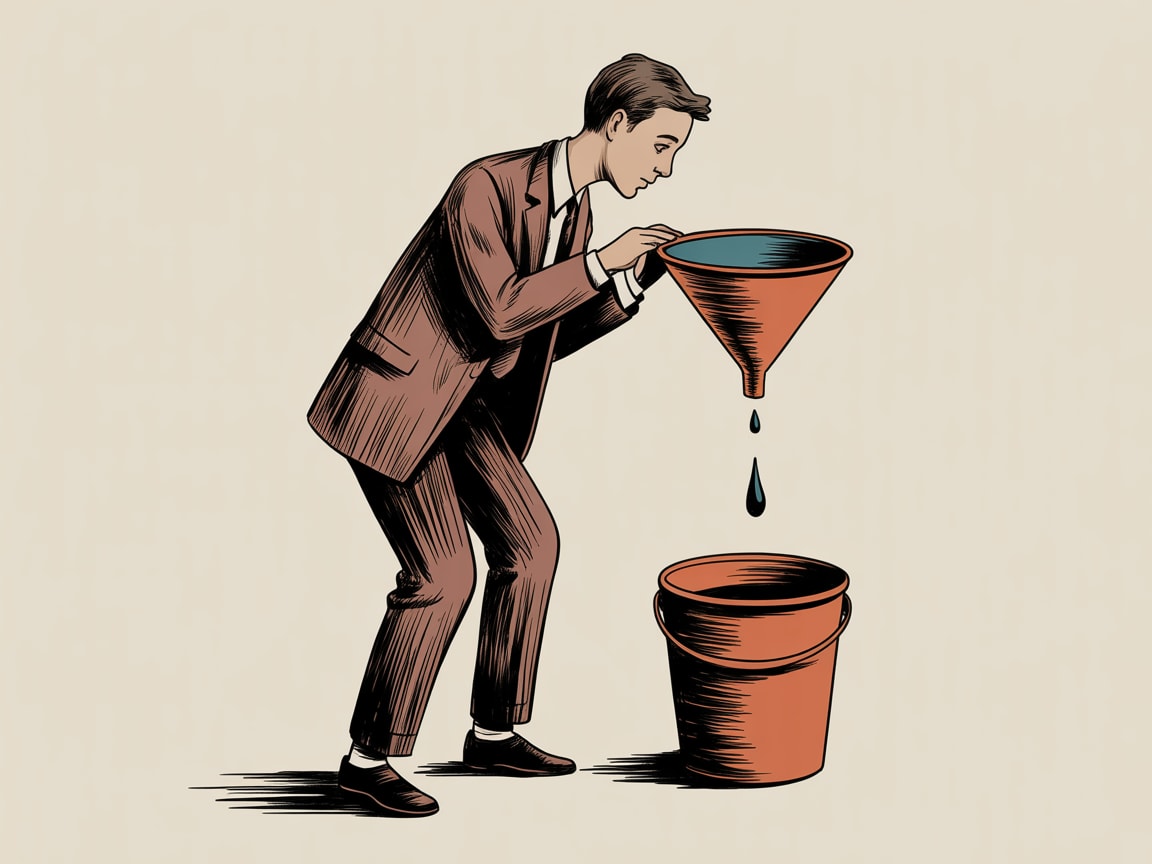 Editorial illustration of a figure monitoring glowing data pipelines running through a complex switchboard