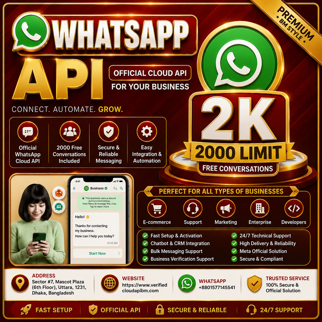 Buy WhatsApp Cloud API 2K Limit | 2000 Free Conversations Included