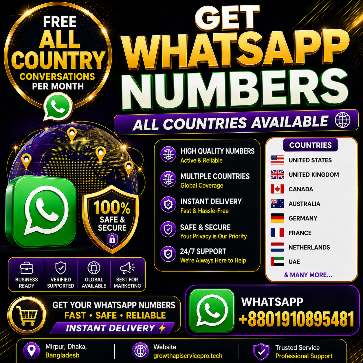 Buy WhatsApp Numbers Worldwide | International WhatsApp Numbers for Business