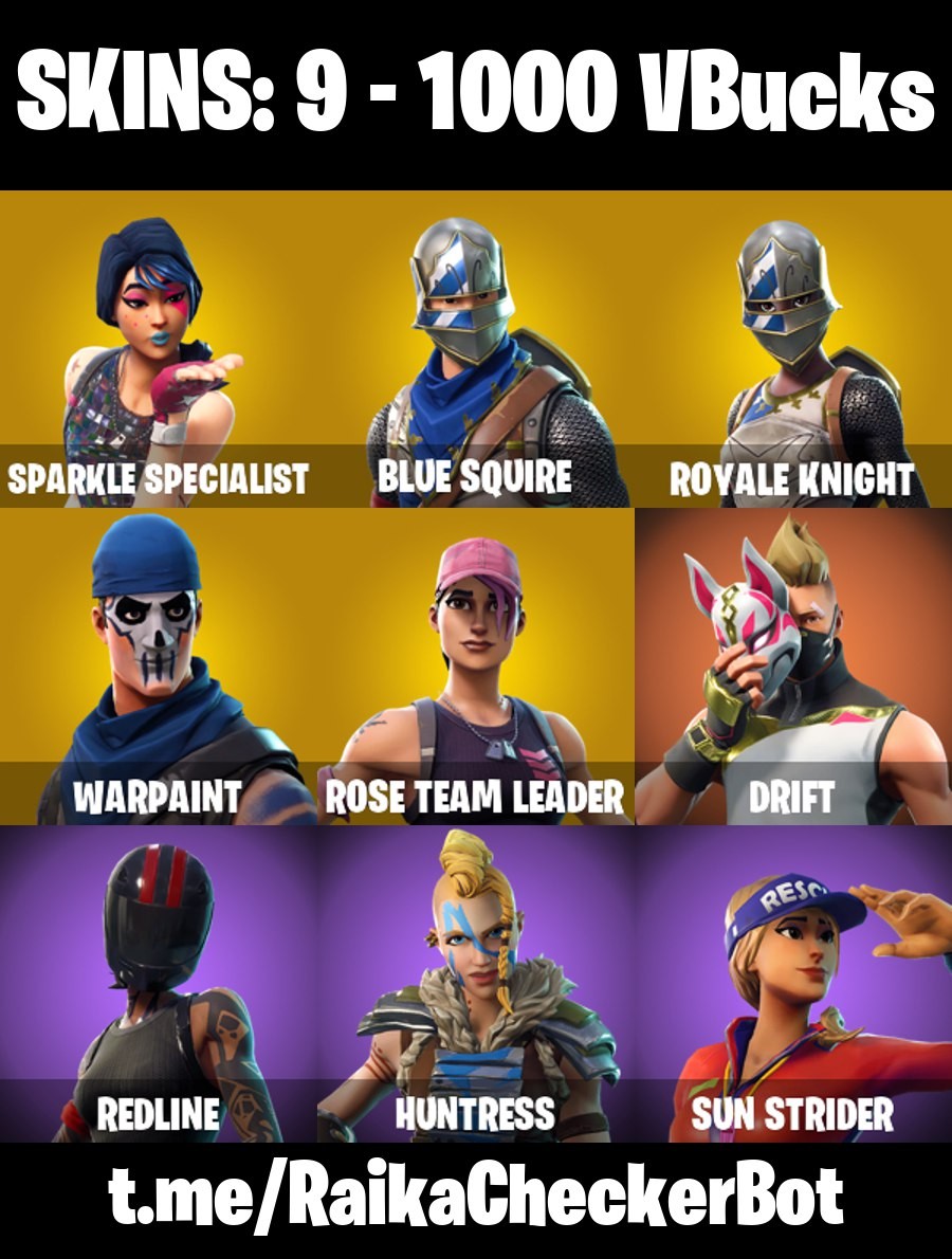 Fortnite Account ( PLAYSTATION / XBOX / PC / MOBILE / NINTENDO ) Sparkle Specialist, Floss, AC/DC, OG STW, Blue Squire, 1000 V-Bucks, Royale Knight (9 Skins)