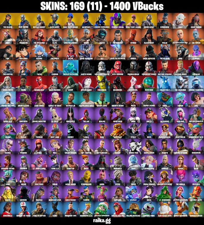 Fortnite Account ( PLAYSTATION / XBOX / PC / MOBILE / NINTENDO ) The Reaper, Blue Squire, Take The L, Mako, Royale Knight, Blue Team Leader (169 Skins)
