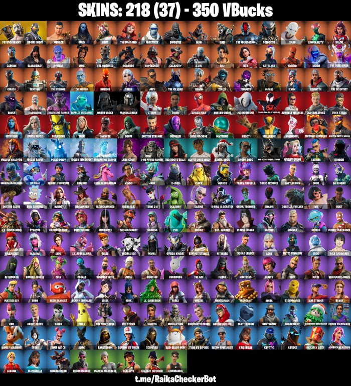 Fortnite Account ( PLAYSTATION / XBOX / PC / MOBILE / NINTENDO ) Psycho Bandit, Rogue Agent, Reaper Axe, Take The Elf, Raven, Hybrid, Omen (218 Skins)
