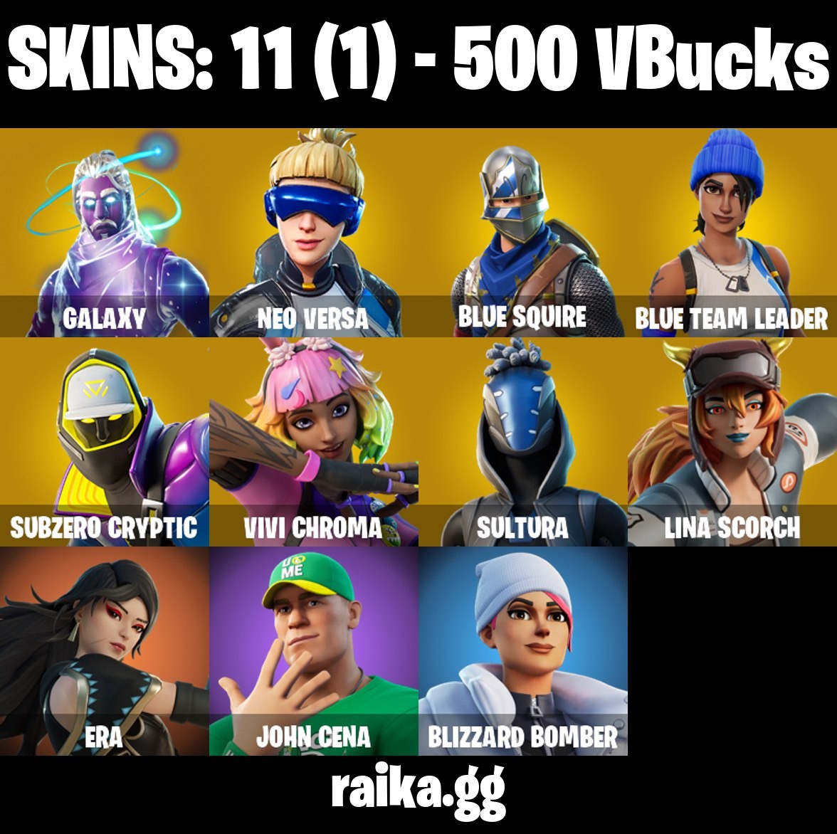 Fortnite Account ( PLAYSTATION / XBOX / PC / MOBILE / NINTENDO ) Galaxy, Neo Versa, Blue Squire, Blue Team Leader (11 Skins)