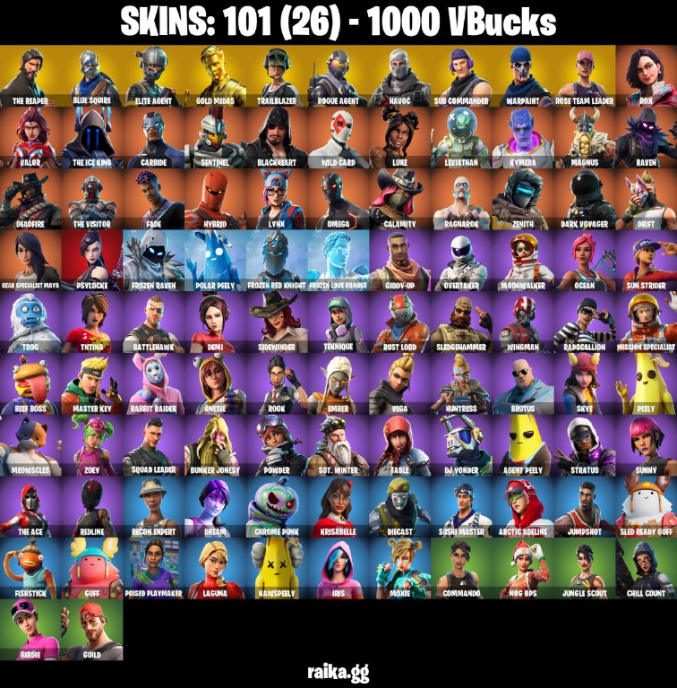 Fortnite Account ( PLAYSTATION / XBOX / PC / MOBILE / NINTENDO ) The Reaper, Blue Squire, Take The L, Gold Midas, Trailblazer, Sub Commander, Omega, OG STW (101 Skins)