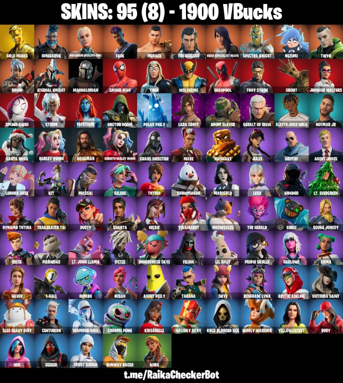 Fortnite Account ( PLAYSTATION / XBOX / PC / MOBILE / NINTENDO ) 1900 V-Bucks, Gold Midas, Neymar Jr, Lara Croft, Fade (95 Skins)