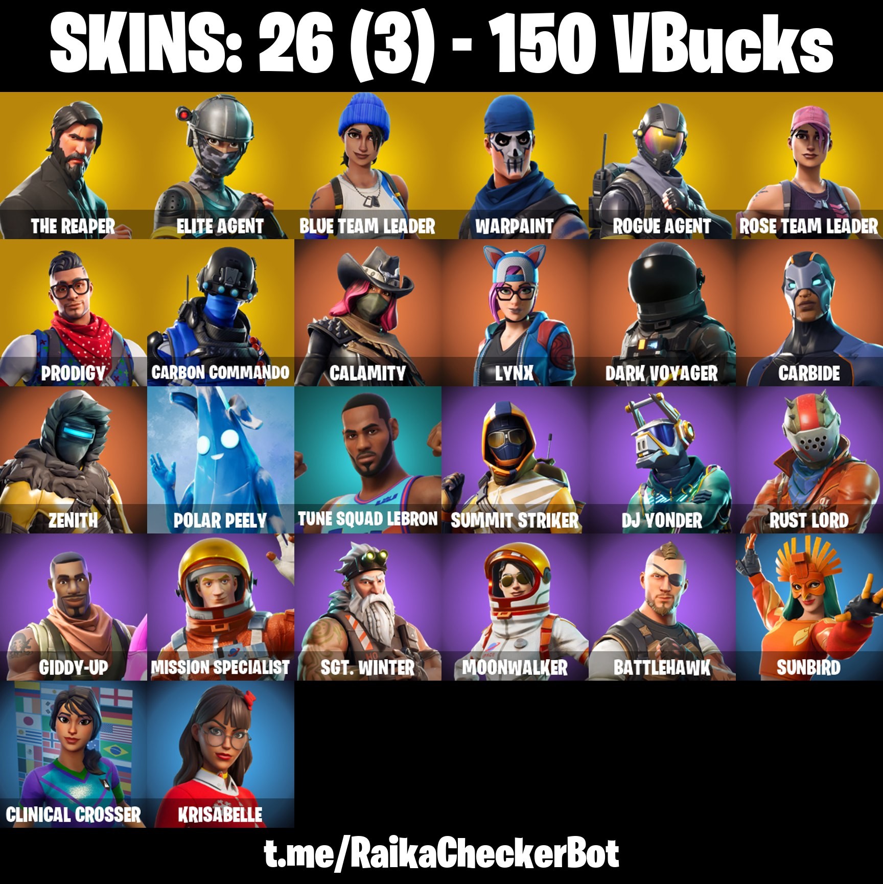 Fortnite Account ( PLAYSTATION / XBOX / PC / MOBILE / NINTENDO ) The Reaper, Take The L, Elite Agent, Blue Team Leader, Rogue Agent, OG STW (26 Skins)