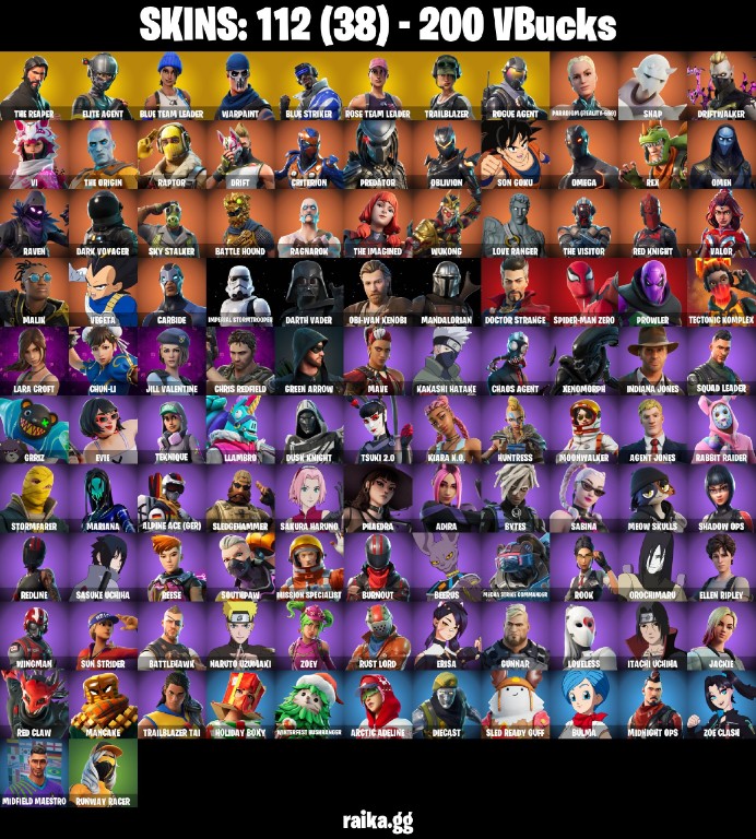 Fortnite Account ( PLAYSTATION / XBOX / PC / MOBILE / NINTENDO ) The Reaper, Take The L, OG STW, Blue Team Leader (112 Skins)