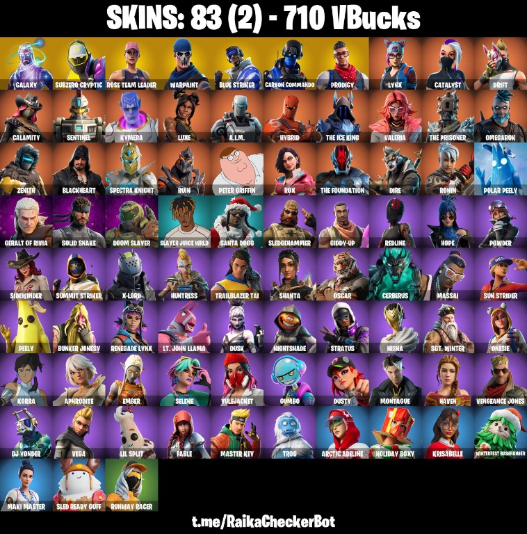 Fortnite Account ( PLAYSTATION / XBOX / PC / MOBILE / NINTENDO ) Galaxy, Limited Edition, OG STW, Blue Striker, Drift, 710 V-Bucks (83 Skins)