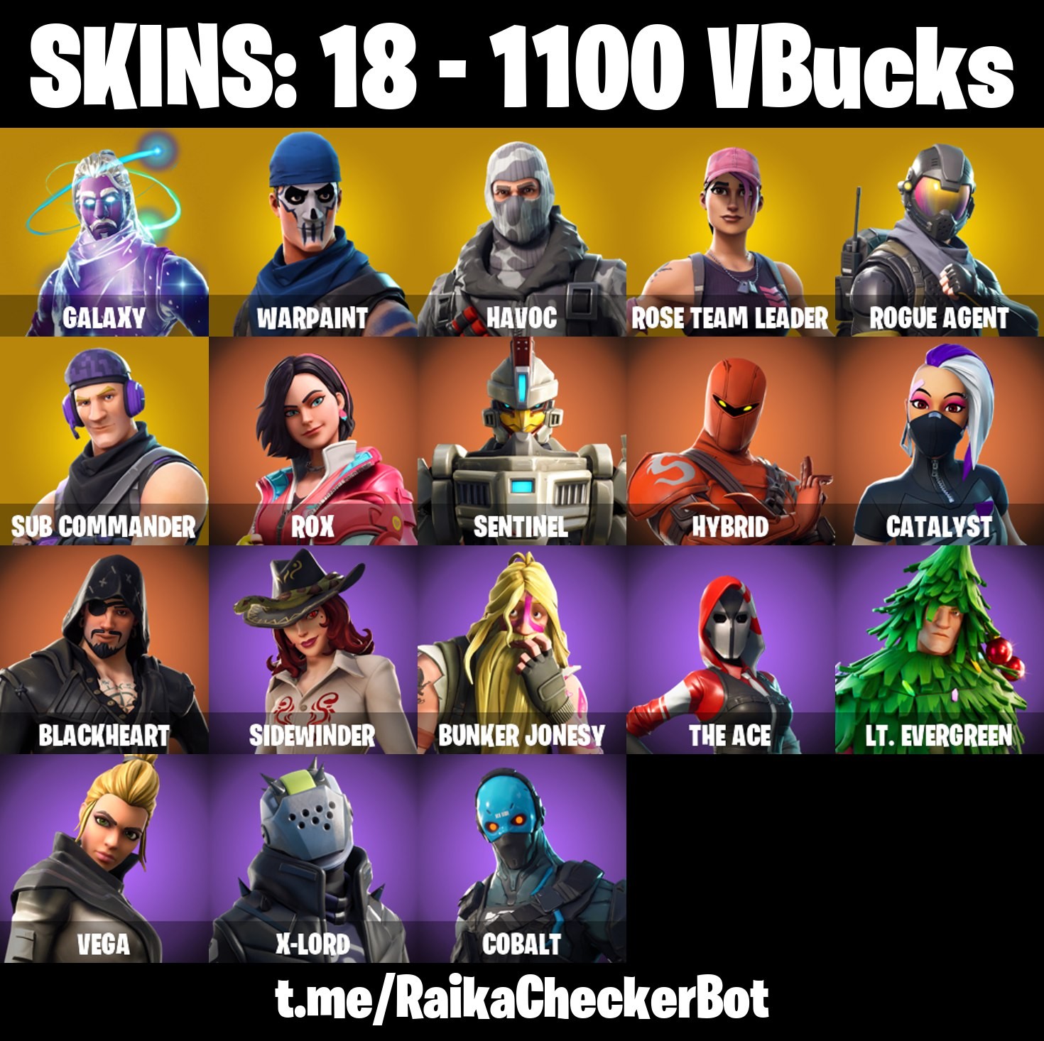 Fortnite Account ( PLAYSTATION / XBOX / PC / MOBILE / NINTENDO ) Galaxy, Rogue Agent, Havoc, Sub Commander, OG STW (18 Skins)