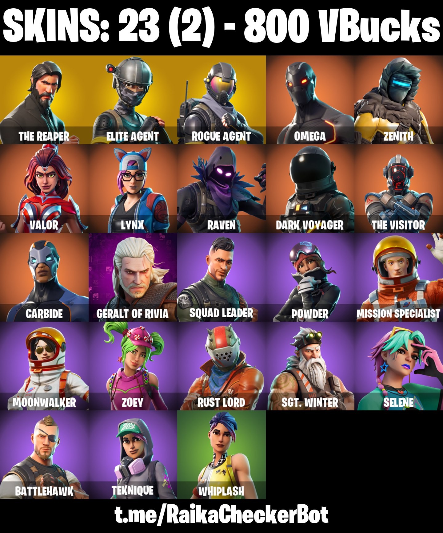 Fortnite Account ( PLAYSTATION / XBOX / PC / MOBILE / NINTENDO ) (THE REAPER, TAKE THE L, ELITE AGENT, ROGUE AGENT, OMEGA) (23 Skins)