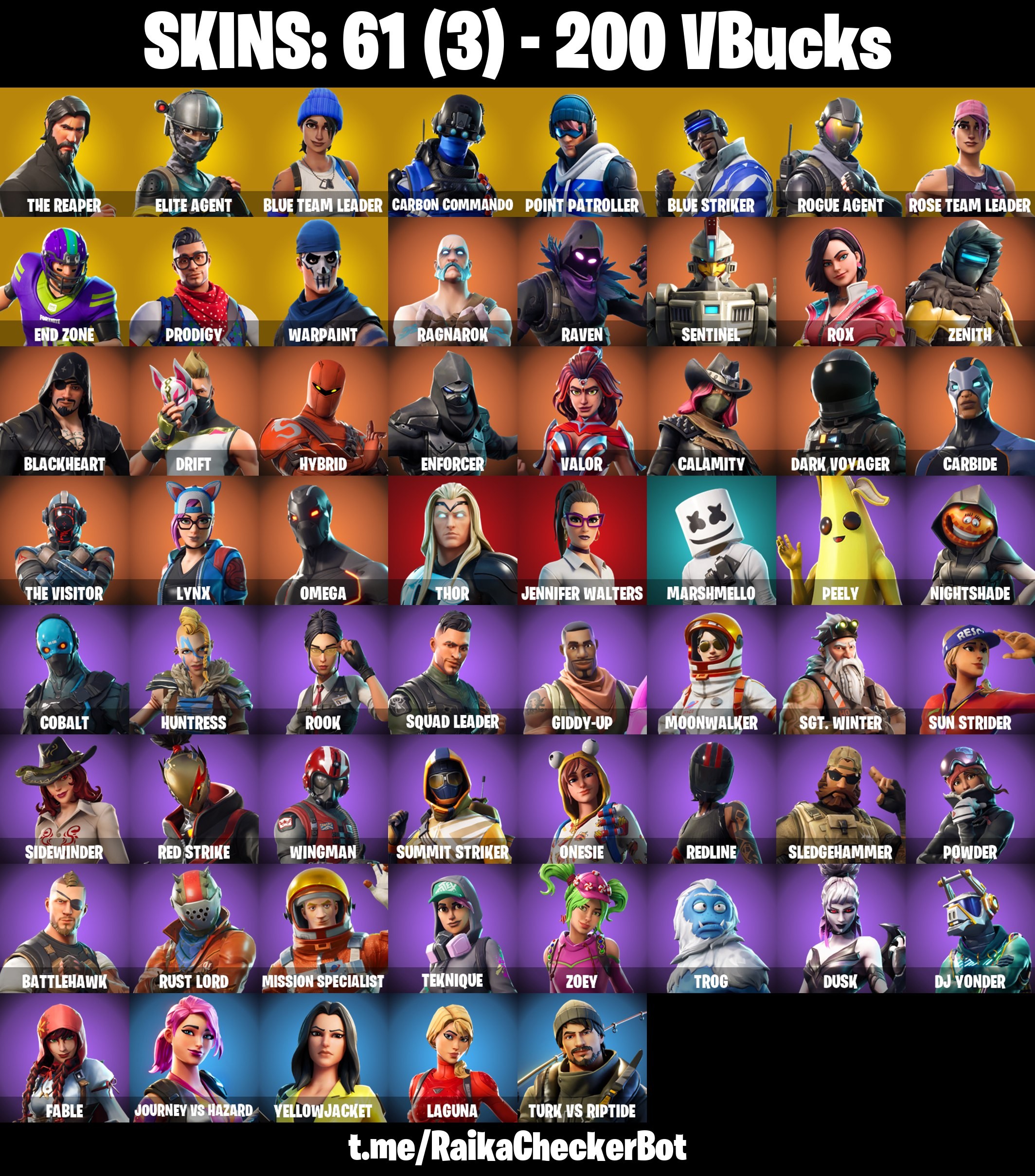 Fortnite Account ( PLAYSTATION / XBOX / PC / MOBILE / NINTENDO ) (THE REAPER, TAKE THE L, ELITE AGENT, ROGUE AGENT, OG STW) (61 Skins)